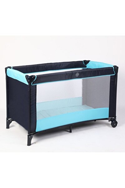 BabyCara سرير سفر محمول للأطفال وحظيرة لعب - قابل للطي بسرعة مع حقيبة حمل 120 × 60 سم أزرق