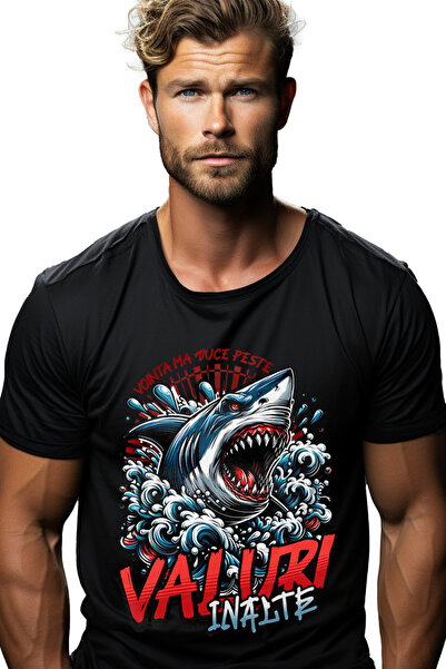 StoryGift Romania Tricou Barbati Valuri Inalte Rechin Vointa Ma Duce Peste Mo...