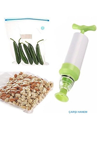 ÇARŞI HANEM El Pompalı Vakum Gıda Paketleme Poşetleri Yeniden Kullanılabilir 15 Adet Gıda Vakum Paketleme Poşeti