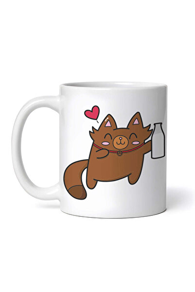 OEM Cană albă personalizată, pisică iubitoare de lapte, INOVATIX®. 330ml