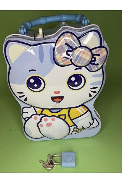 TOYSTAR Kedili Kilitli Metal Kumbara Mavi 16 cm