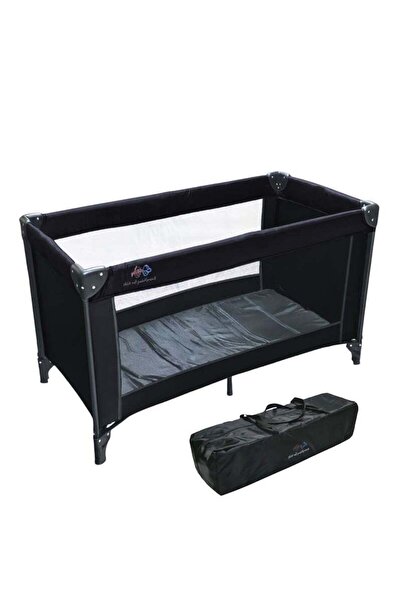 BabyCara سرير سفر محمول للأطفال وحظيرة لعب - قابل للطي بسرعة مع حقيبة حمل 120 × 60 سم، أسود