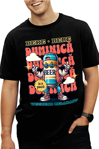 StoryGift Romania Tricou Barbati Weekend Relaxant. Duminica Sticla De Bere Cu...