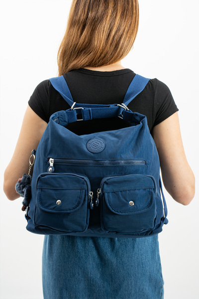 Sanmorris Kadın Krinkıl Kumaş Suya Dayanıklı Çok Gözlü Fermuarlı Omuz Ve Sırt...