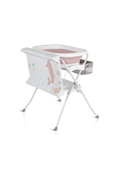 OEM Cadita de baie pliabila 2 in 1 pentru bebe, Cangaroo Como Roz, Saltea de infasat inclusa