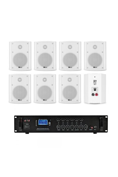 Audiosat Sistem audio ambiental 8 boxe albe, sonorizare hotel, restaurant