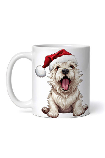 OEM Cană albă personalizată, West Highland White Terrier cu pălărie de Crăciu...