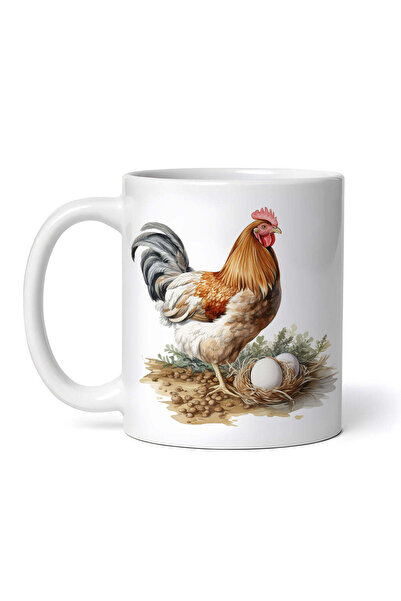 OEM Cană albă personalizată, Găină cu două ouă, INOVATIX®. 330ml