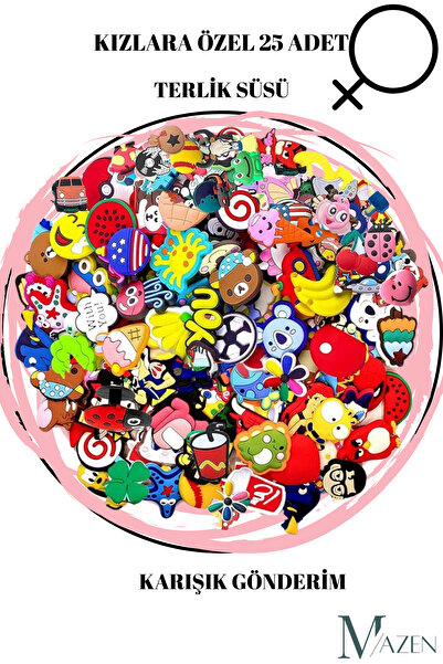 MAZEN Kızlara Hitap Eden 25’li Terlik Süsü Paketi – Renkli ve Eğlenceli Figürler