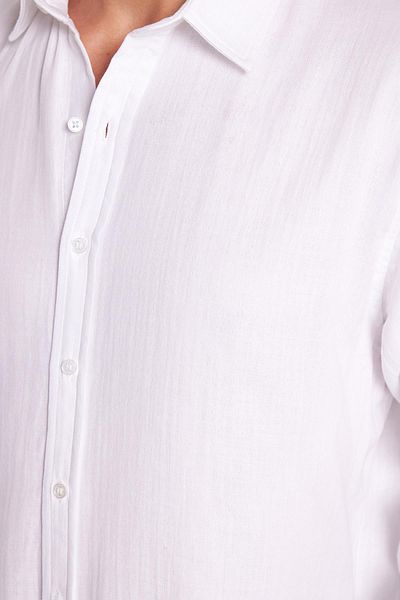Tudors Men's Slim Fit Slim Fit Long Sleeve 100% Cotton Linen Texture Plain Bias White Shirt