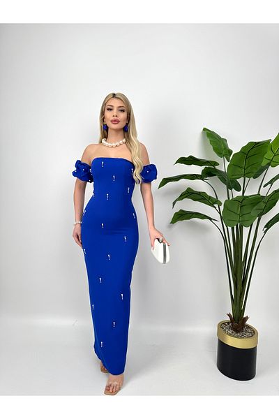 GİZONLY Rochie cu fante din spate cu detaliu din piatră