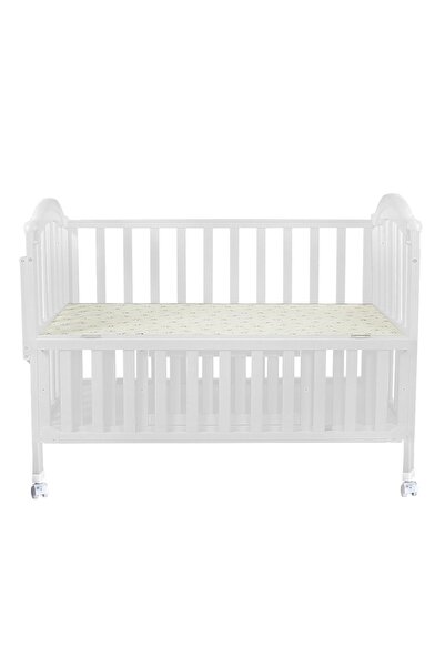 BabyCara Baby Wooden Bed Attachable With Parents Bedside Mosquito net and Storage with 4 Wheel 95x55cm