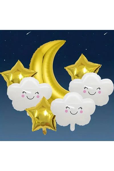 ALYA Σετ γενεθλίων PARTY Moon Star And Cloud Foil Balloon
