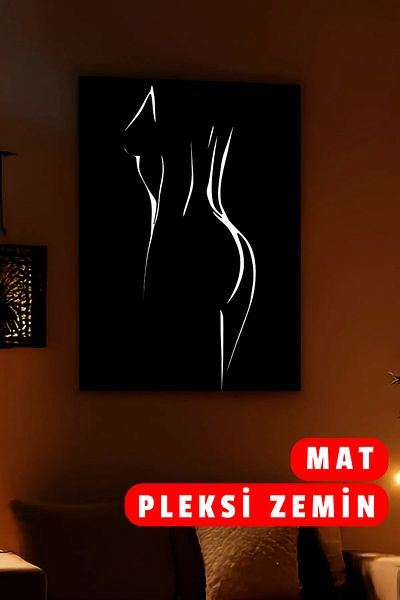 Angels Passion Minimalist Female Body Linear Design Leather Wall Decoration with Reflector Detail