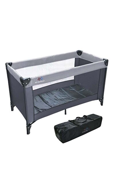 BabyCara Portable Baby Bed Travel Cot And Playpen - Quick Foldable with Carrying Bag 120x60cm Light Grey