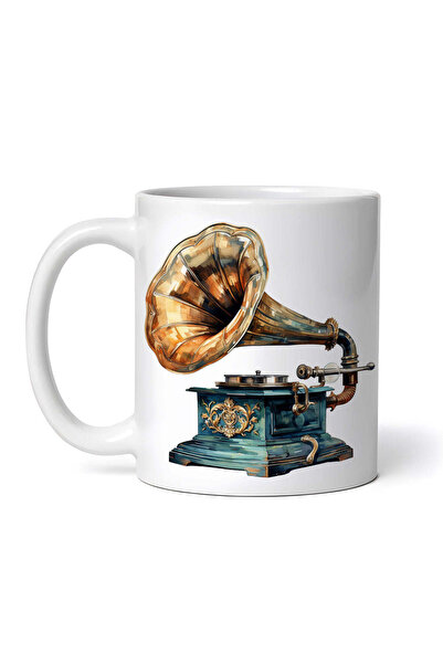 OEM Cană albă personalizată, instrument muzical retro vintage, INOVATIX®. 330ml