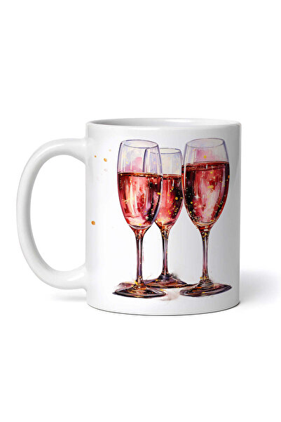 OEM Εξατομικευμένη λευκή κούπα, Τρία ποτήρια ροζέ κρασί, INOVATIX®. 330ml