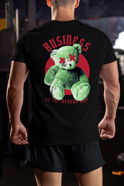StoryGift Romania Tricou Barbati Ursulet Verde Cu Mesajul in Engleza Business is the Reason Why si Design NF STG