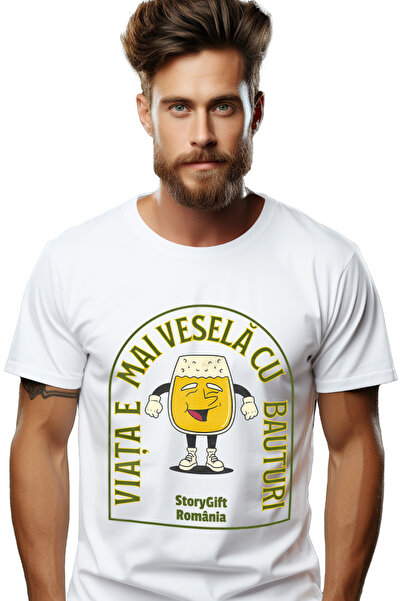 StoryGift Romania Tricou Barbati Viata E Mai Vesela Cu Bauturi Pahar Cu Bere ...