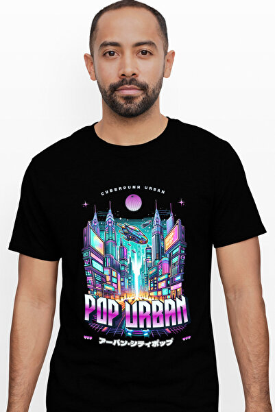 StoryGift Romania Tricou Barbati Urban Citypop Oras Din Viitor Cu Nave Spatia...
