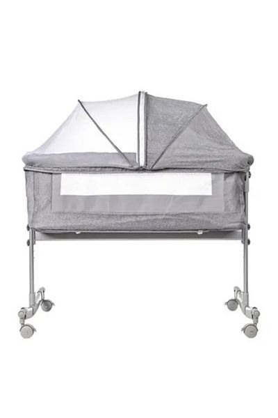 BabyCara 3-in-1 Portable Rocking Baby Bed Foldable Co-Sleeping Crib with Height Adjustable Bassinet Grey