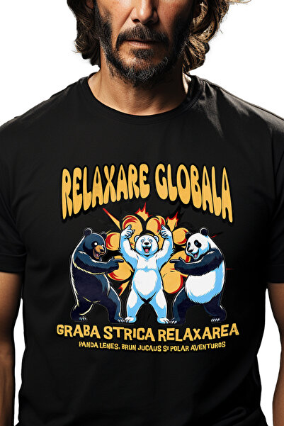 StoryGift Romania Tricou Barbati Urs Brun Urs Panda Si Urs Polar Relaxare Glo...