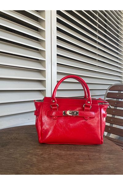 macsoo Women's Red New Season Buckle Cross Strap Hand and Shoulder Bag
