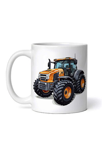 OEM Cană albă personalizată, Tractor Seceră de Aur, INOVATIX®. 330ml