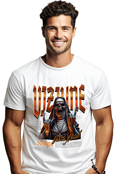 StoryGift Romania Tricou Barbati Viziune - Calugarita Death Metal Cu Imprimeu...