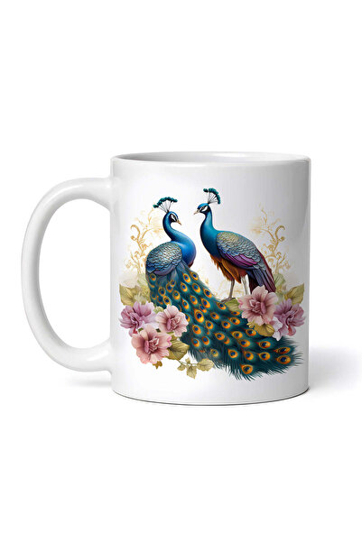 OEM Εξατομικευμένη λευκή κούπα, Peacocks Love, INOVATIX®. 330ml
