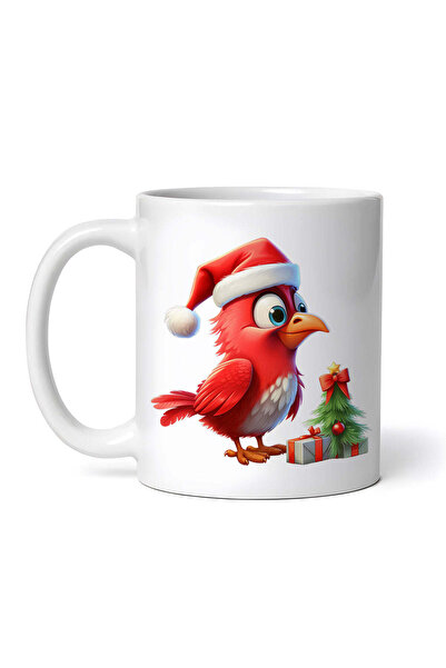 OEM Cană albă personalizată, pasăre roșie cu cadouri de Crăciun, INOVATIX®. 3...