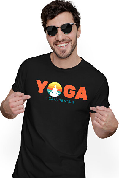 StoryGift Romania Tricou Barbati Yoga Scapa De Stres Om In Pozitie De Yoga Cu...