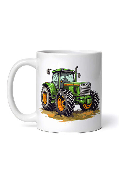 OEM Cană albă personalizată, Tractor cu Cal Verde, INOVATIX®. 330ml