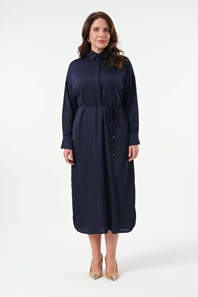 Gemko فستان قميص بحزام - أزرق داكن