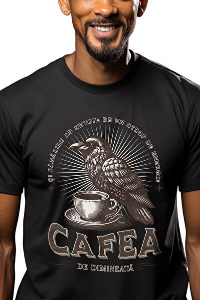 StoryGift Romania Tricou Barbati Si Pasarile Au Nevoie De Energie Cafea Cu Im...