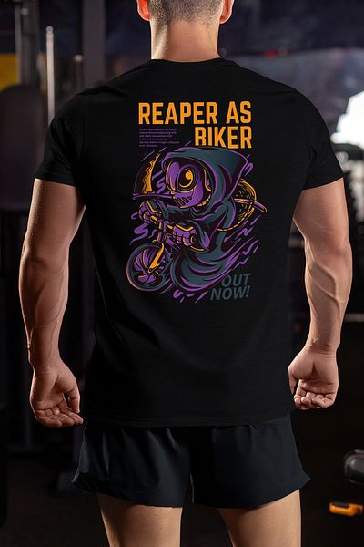 StoryGift Romania Tricou bărbătesc cu Moartea cu pelerină și glugă neagră pe bicicletă, coasă ascuțită, text I Stg