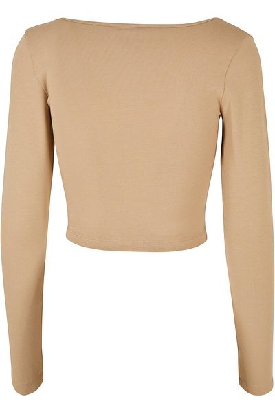 Urban Classics Damen Ladies Wide Neck Cropped Longsleeve