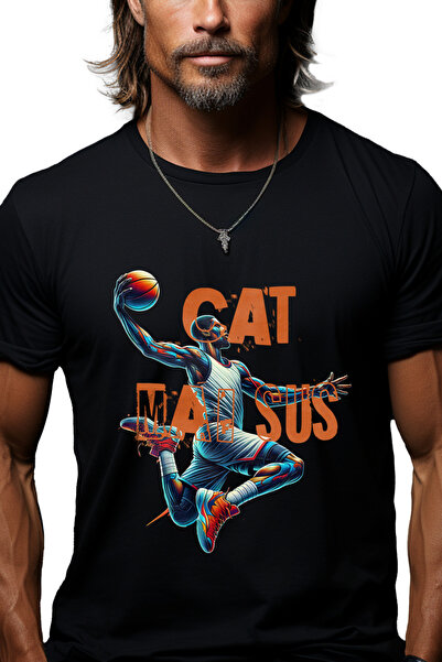 StoryGift Romania Tricou Barbati Om Sarint In Aer Cu Minge Baschet Mesaj Moti...