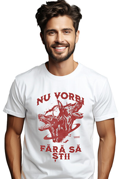 StoryGift Romania Tricou Barbati Doi Caini Furiosi Mesaj Nu Vorbi Fara Sa Sti...