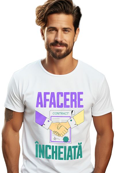 StoryGift Romania Men's T-Shirt Done Deal, Work Hard Ceo Seo With Front Print, 100% Bum Stg