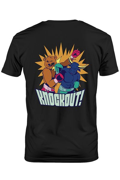 StoryGift Romania Men's T-shirt For Investors And Boxing Enthusiasts With Knockout Message In Bull And Bear Stg