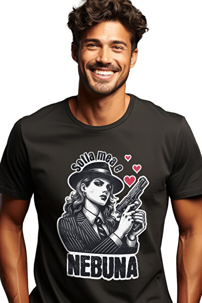 StoryGift Romania Ανδρικό T-Shirt Γυναίκα με Όπλο Ισχυρό Αστείο Κείμενο Η Γυν...