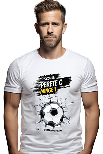 StoryGift Romania Tricou Barbati Minge In Perete Scor 0 Si 1 Minge Fotbal Cu ...