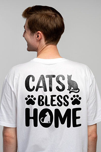 StoryGift Romania Tricou Barbati Cu Mesajul "cats Bless Home" - Pisicile Bine...