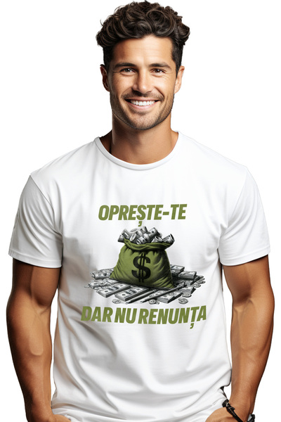 StoryGift Romania Tricou Barbati Sac Cu Bani Teanc De Bancnote Nu Renunta Cu ...
