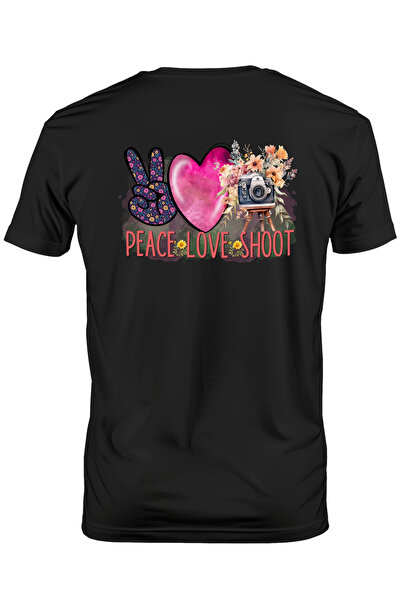 StoryGift Romania Tricou Barbati Cu Mesajul "peace, Love, Shoot", Ilustratie,...