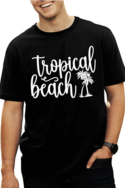 StoryGift Romania Tricou Barbati Cu Mesajul "tropical Beach" - Plaja Tropical...