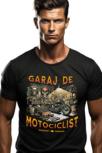 StoryGift Romania Tricou Barbati Garaj De Motociclist Cranii Motor Vintige Cu...