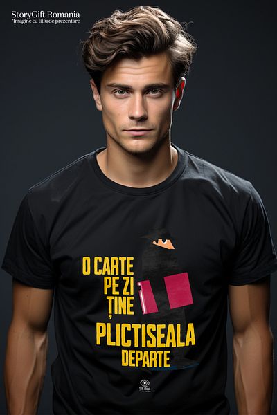 StoryGift Romania Tricou Barbati O Carte Pe Zi Tine Plictiseala Departe, Iubitorii De Lectura Si Citit Cu Imstg