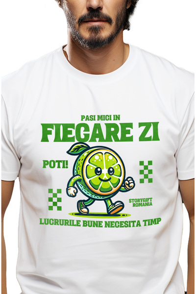 StoryGift Romania Tricou Barbati Mesaj Motivational Pasi Mici In Fiecare Zi L...